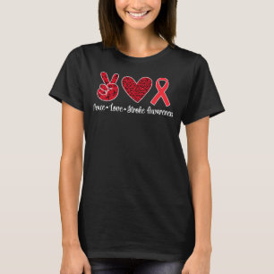 Peace Love Stroke Awareness Month Stroke Survivor T-Shirt