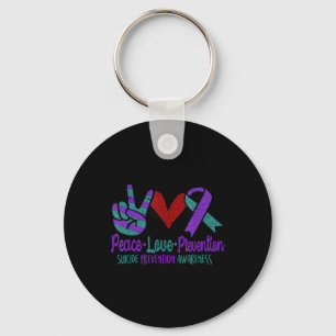Peace Love Suicide Prevention Awareness Teal Purpl Key Ring