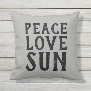 PEACE LOVE SUN typography   Cushion