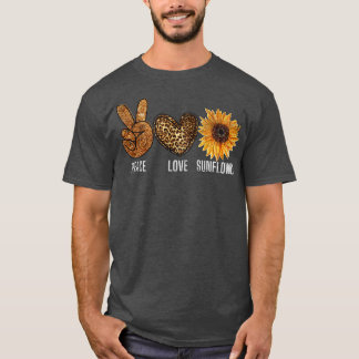 Peace Love Sunflower 70s Hippie Sunshine Peace Sig T-Shirt