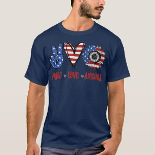 Peace Love Sunflower America Patriotic USA Flag 4t T-Shirt