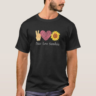 Peace Love Sunflower Hippie Flower Design Sun Flow T-Shirt