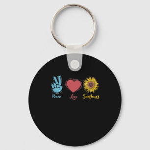 Peace Love Sunflower plant Sunflower Key Ring