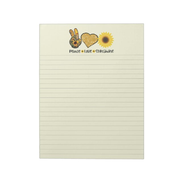 Peace Love Sunflowers Lined Notepad (Rotated)