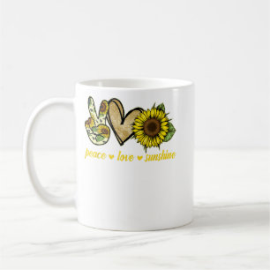 Peace Love Sunshine Gold Heart Sunflower  Coffee Mug