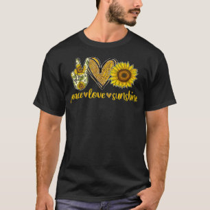 Peace Love Sunshine Gold Heart Sunflower Hippie T-Shirt