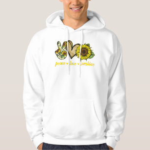 Peace Love Sunshine Gold Heart Sunflower Hoodie