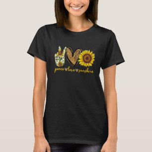 Peace Love Sunshine Heart Sunflower Gold Glitter H T-Shirt