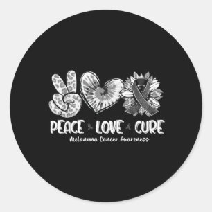 Peace Love Suower Melanoma Cancer Awareness Classic Round Sticker