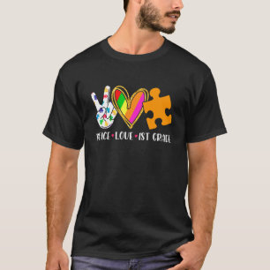 Peace Love Support Autism First Grade Student Teac T-Shirt