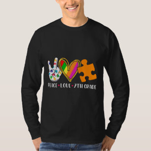 Peace Love Support Autism Seventh Grade Student Te T-Shirt