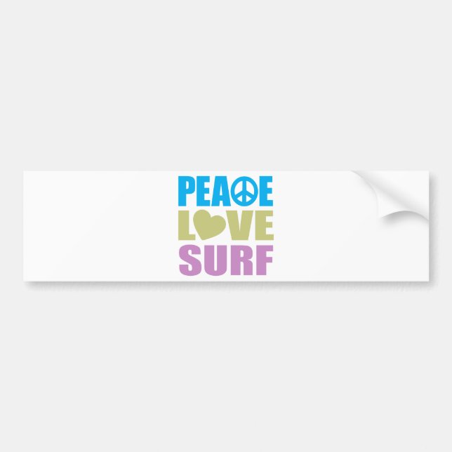Peace Love Surf Bumper Sticker (Front)