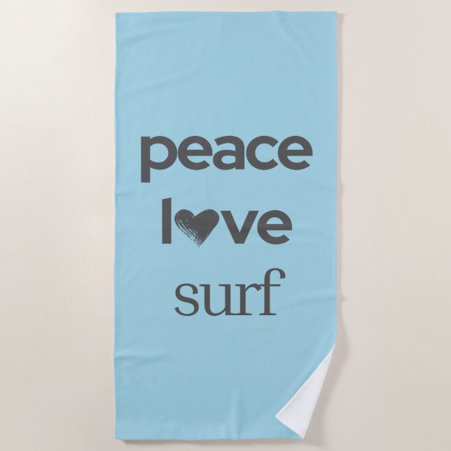 Peace Love Surf - Coastal Blue Ocean Life Pool Beach Towel (Front)