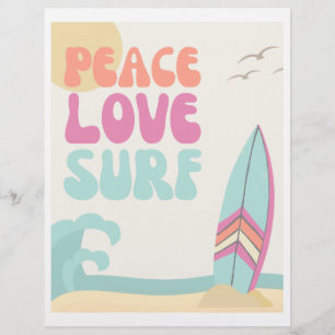 Peace, Love, Surf Sign Surf Party Sign Beach