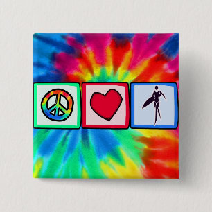 Peace, Love, Surfer Girls 15 Cm Square Badge