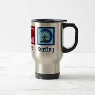 Peace Love Surfing Travel Mug