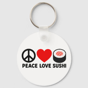 Peace Love Sushi Cute Japanese Foodie Gift Design Key Ring