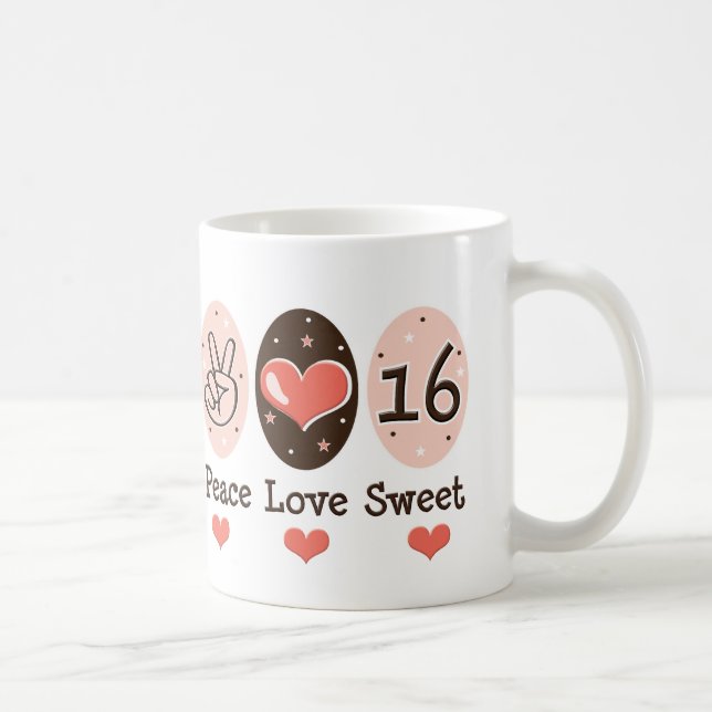 Peace Love Sweet Sixteen Birthday Mug (Right)
