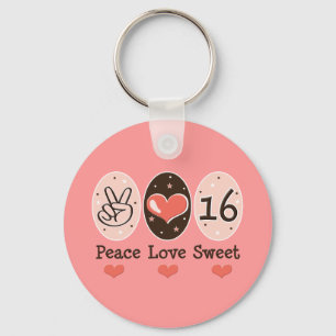 Peace Love Sweet Sixteen Key Chain