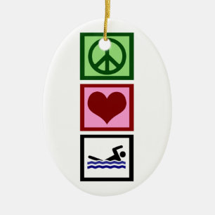 Peace Love Swim Ceramic Tree Decoration