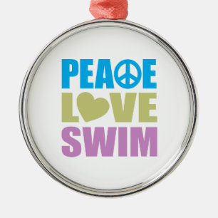 Peace Love Swim Metal Ornament