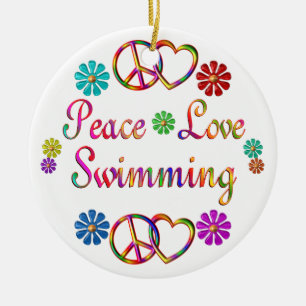 PEACE LOVE SWIMMING CERAMIC TREE DECORATION
