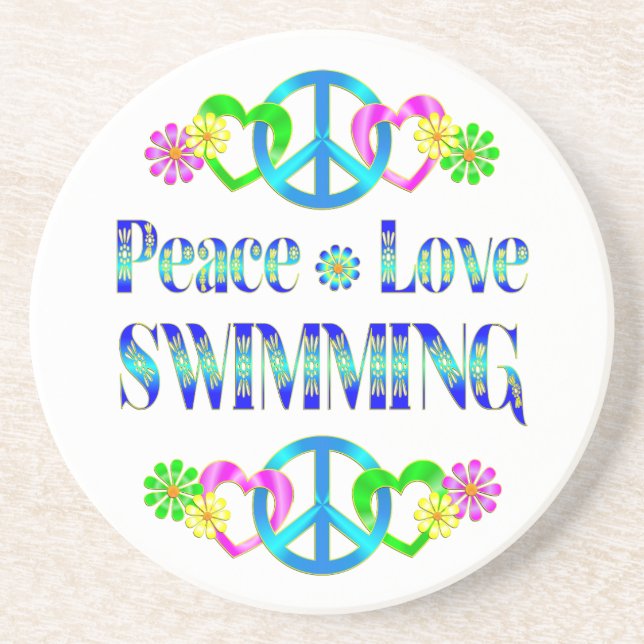 Peace Love Swimming Coaster (Front)