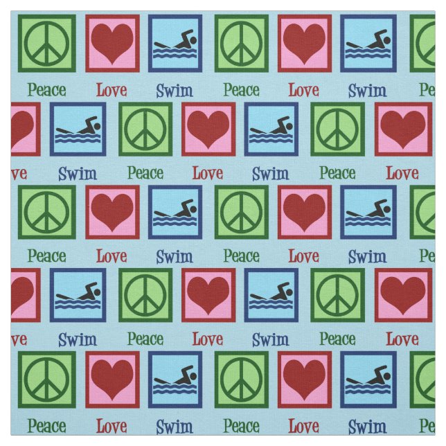 Peace Love Swimming Fabric (Swatch)