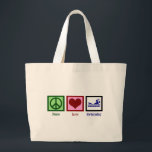Peace Love Swimming Large Tote Bag<br><div class="desc">A great gift for a lifeguard or someone on the swim team.</div>