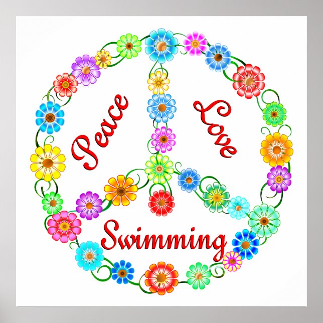 Peace Love Swimming Poster (Front)