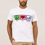 Peace Love Swimming T-Shirt<br><div class="desc">A great gift for a lifeguard or someone on the swim team.</div>