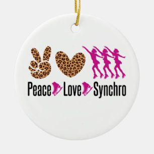 Peace Love Synchro Synchronised Skating Ceramic Ornament