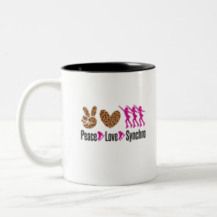 Peace Love Synchro Synchronised Skating Two-Tone Coffee Mug