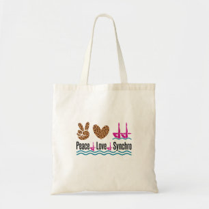 Peace Love Synchro Synchronised Swimming Artistic Tote Bag
