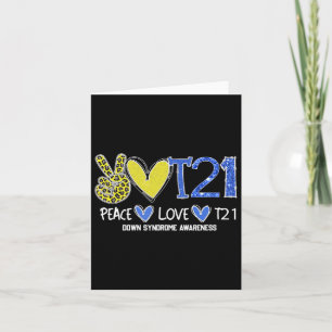 Peace Love T21 Blue Yellow Ribbon Down Syndrome Aw Card