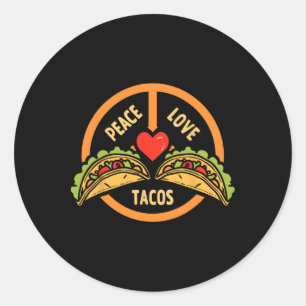 Peace Love Tacos Cinco De Mayo Mexican Fiesta Hipp Classic Round Sticker