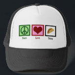 Peace Love Tacos Trucker Hat<br><div class="desc">Of all Mexican food,  tacos are my favourite.</div>
