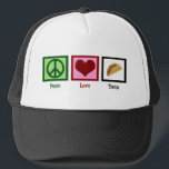 Peace Love Tacos Trucker Hat<br><div class="desc">Of all Mexican food,  tacos are my favourite.</div>