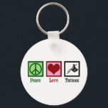 Peace Love Tattoos Cute Tattoo Artist Gun Key Ring<br><div class="desc">Peace Love Tattoos. A cool tattoo artist gift with a peace sign,  heart,  and tattoo gun for a tattooist. Cute tattooer present.</div>