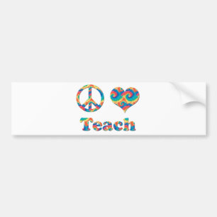 Peace Love Teach Bumper Sticker
