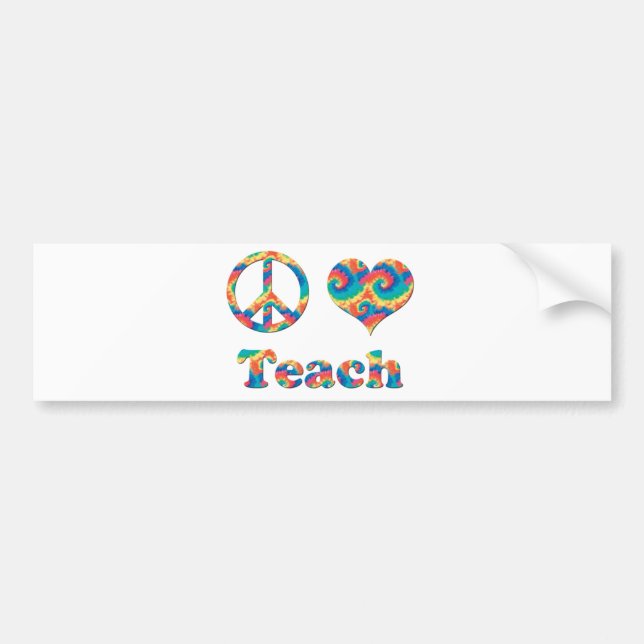 Peace Love Teach Bumper Sticker (Front)