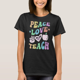 PEACE LOVE TEACH Retro Teacher Groovy School  1 T-Shirt