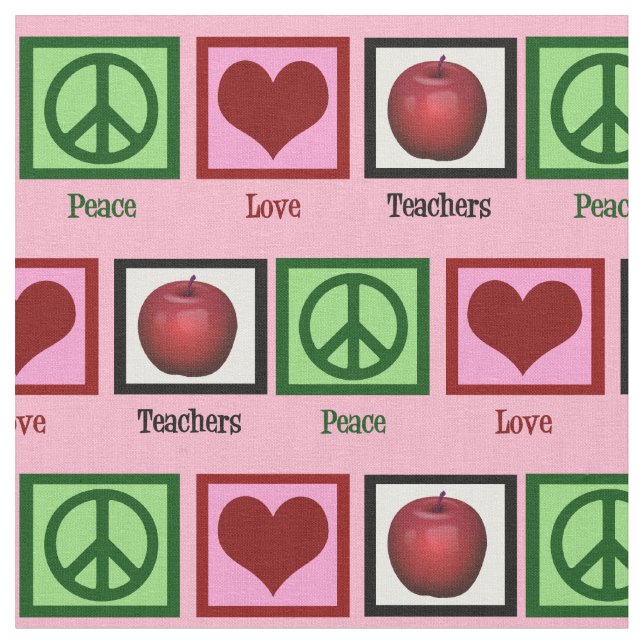 Peace Love Teachers Fabric (Close Up)