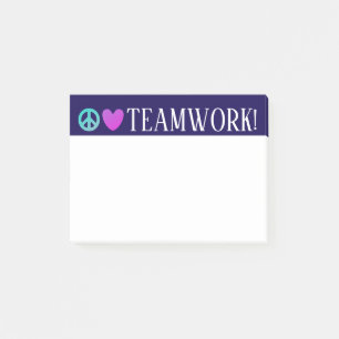 Peace love teamwork employee boss engagement post-it notes