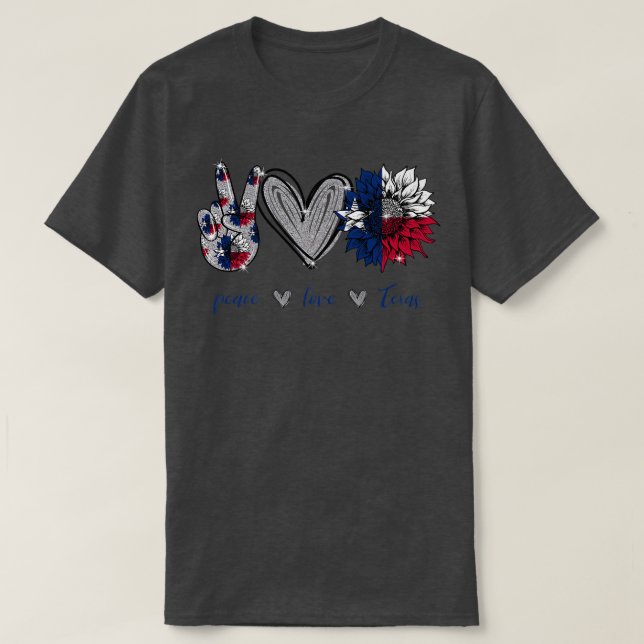 Peace Love Teas Flag Sunflower  T-Shirt (Design Front)