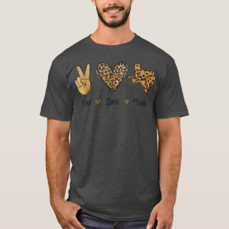Peace Love Teas Leopard Flag Map Souvenirs For Men T-Shirt