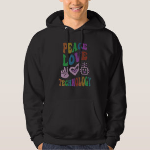 PEACE LOVE TECHNOLOGY Retro Computer Teacher Groov Hoodie