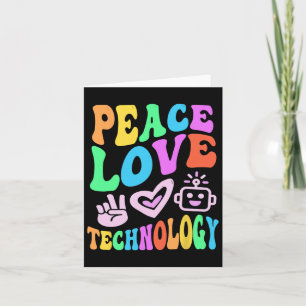 Peace Love Technology Retro Computer Teacher Vibes Card