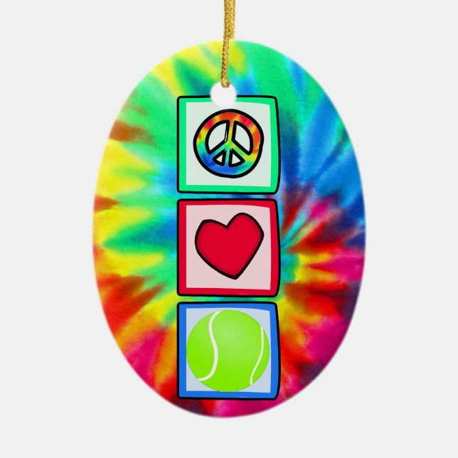 Peace, Love, Tennis Ceramic Tree Decoration (Front)