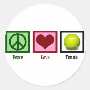 Peace Love Tennis Classic Round Sticker